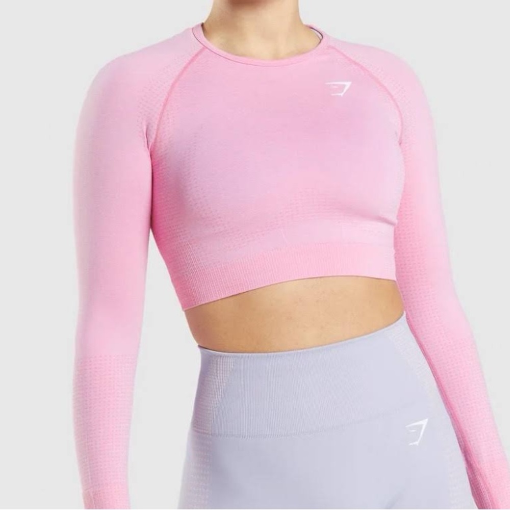 Gymshark Pink Seamless Athletic Shorts & Crop Long Sleeve Set - Picture 8 of 10